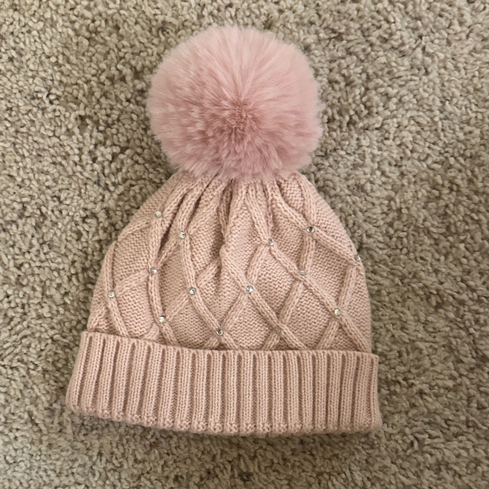Capelli of New York Pink Knit Beanie with Pom-Pom